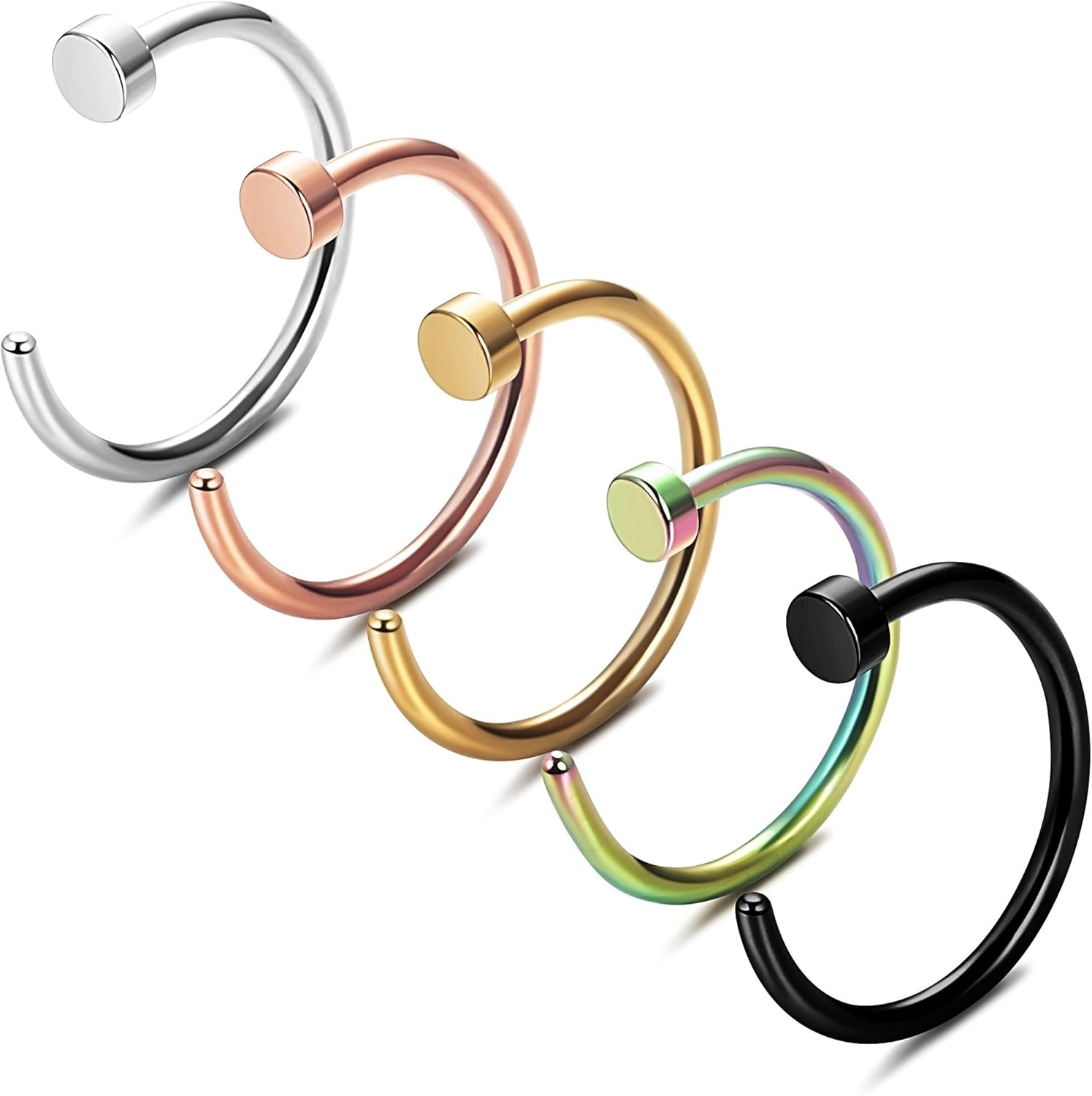 Lot De 4 Anneaux De Nez 18G En Acier Inoxydable - Bijoux Piercing Hypoallergénique Pour Femmes/hommes