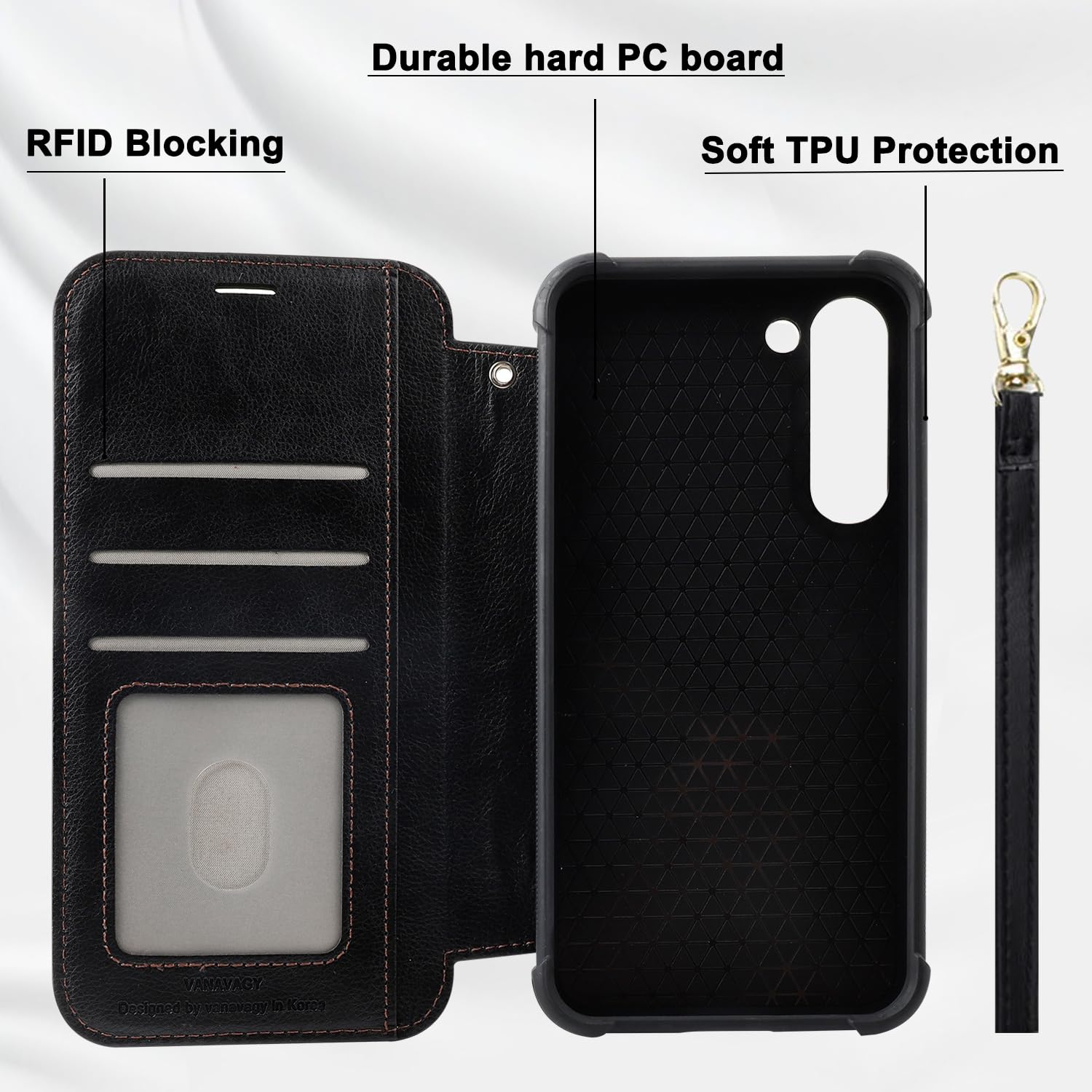 Aazon.co: VANAVAGY Copatible For IPhone 15 Wallet Case,RFID Flip Leather Cover With Wrist - View #13