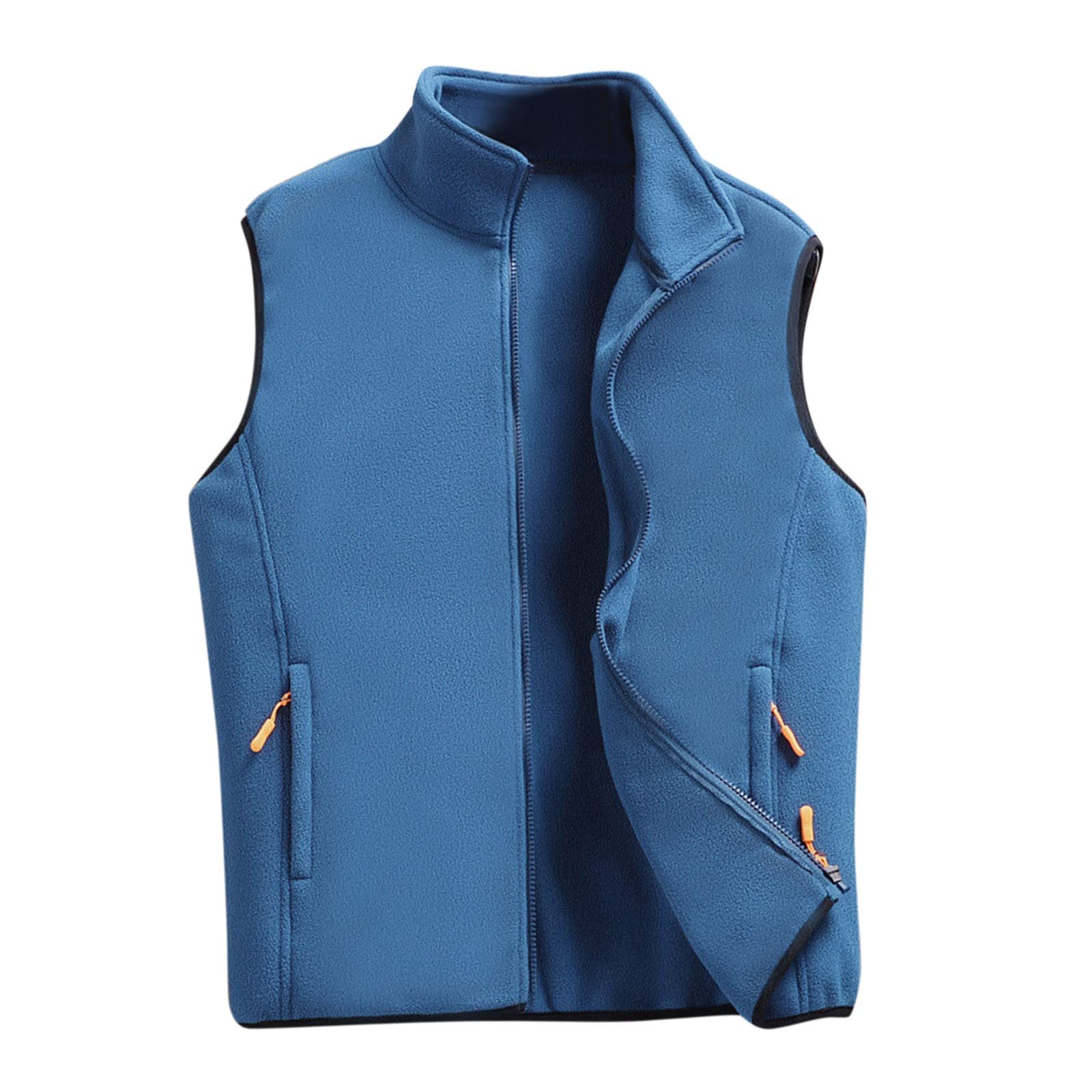 Gilet en polaire pour homme | Gilet en polaire léger avec poches zippées et fermeture éclair intégrale – Gilet sans manches anti-boulochage – Gilet d'extérieur en velours – Gilet d'hiver à col montant