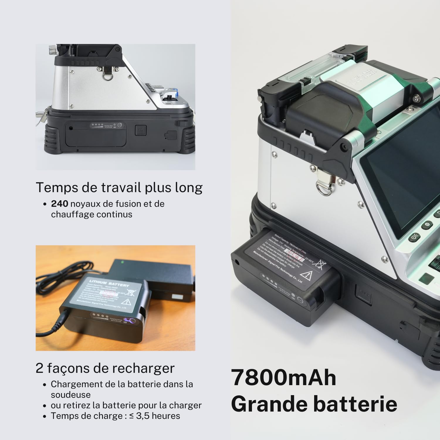 AI-20 Soudeuse Fibre Optique avec Cliveuse fibre optique électrique en une étape Fusion Splicer AI-20 mis à niveau à partir de AI-10A épissage 6s et chauffant 15s avec OPM VFL Batterie 7800mAh