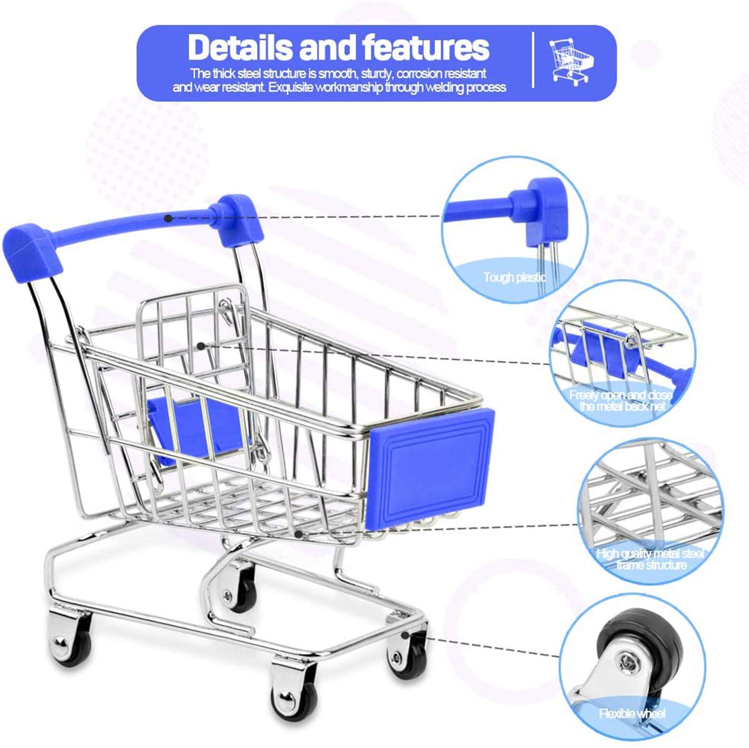 Mini Carrito De Compras Metálico Para Niños - Juguete Y Decoración De Escritorio, Ideal Para Juegos De Imitación