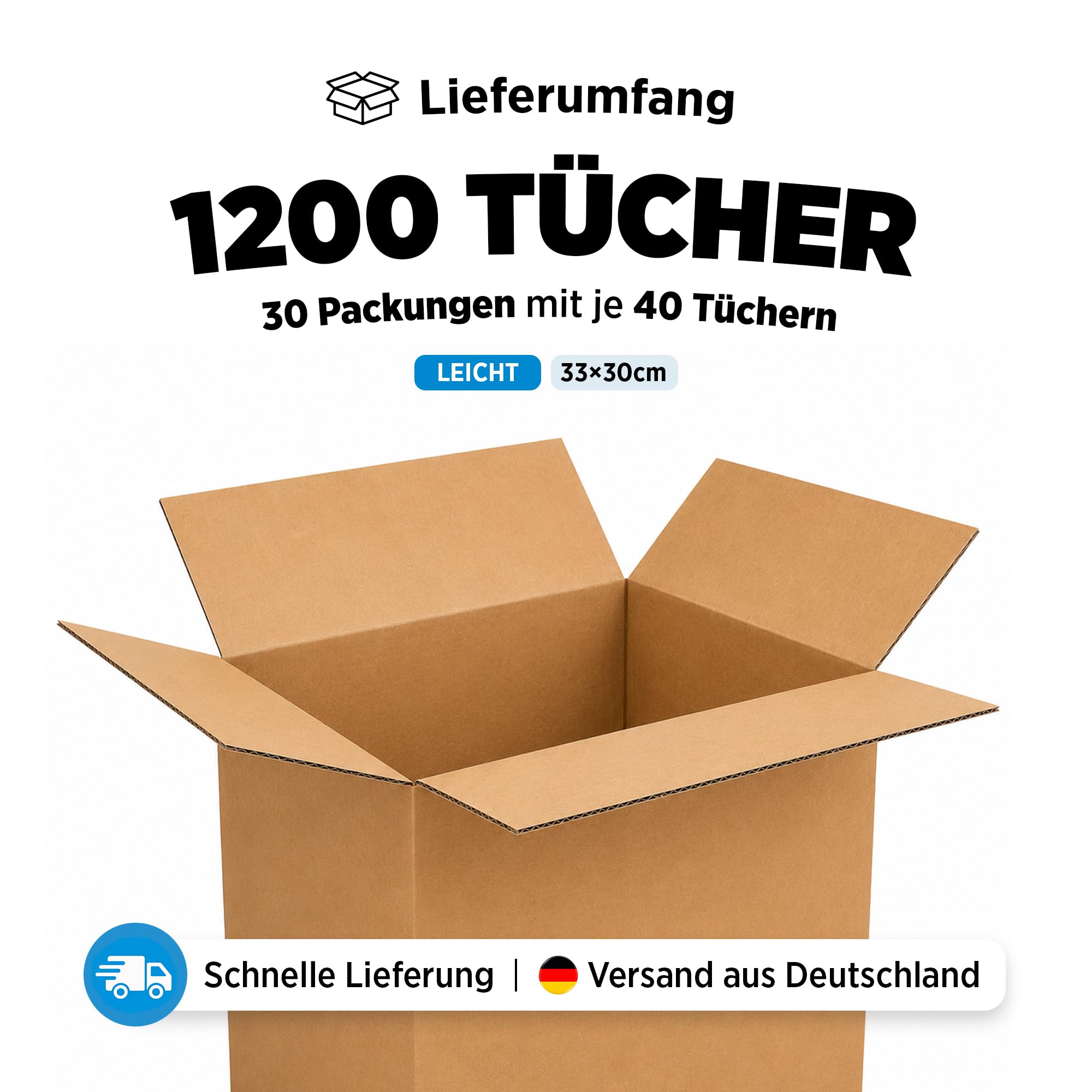 MARACEL Plegetuch | Reinigunstuch LIGHT 1.200 Stk./Karton | Wischtuch 33 x 30 cm
