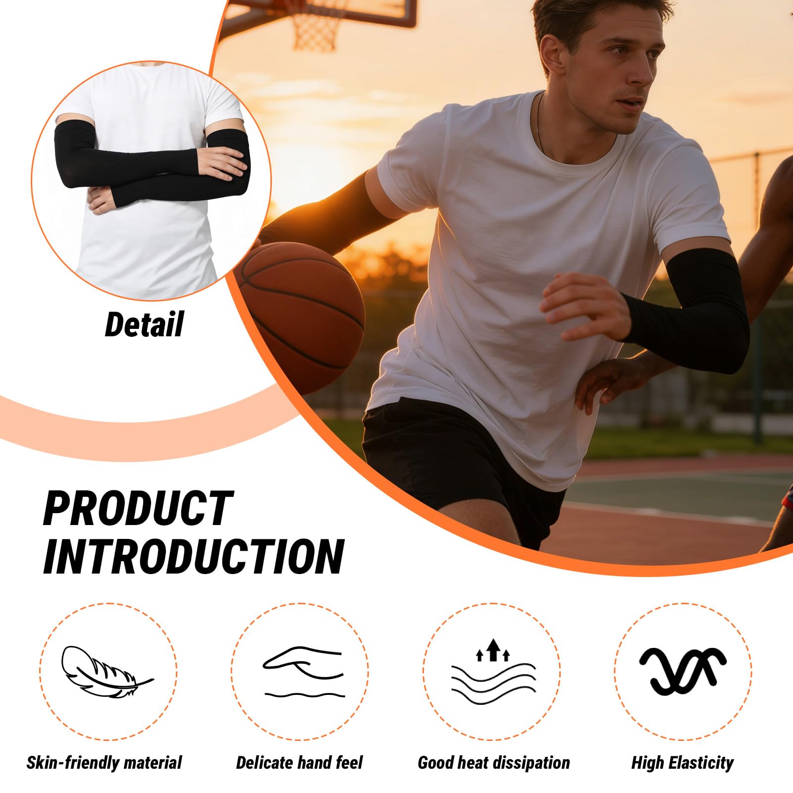Manchette Anti UV,Noir,Manchette Respirante Rafraîchissante UPF50+ Protection Solaire pour Bras Homme et Femme,Antidérapante,Séchage Rapide,Compression Légère pour Cyclisme Randonnée Golf