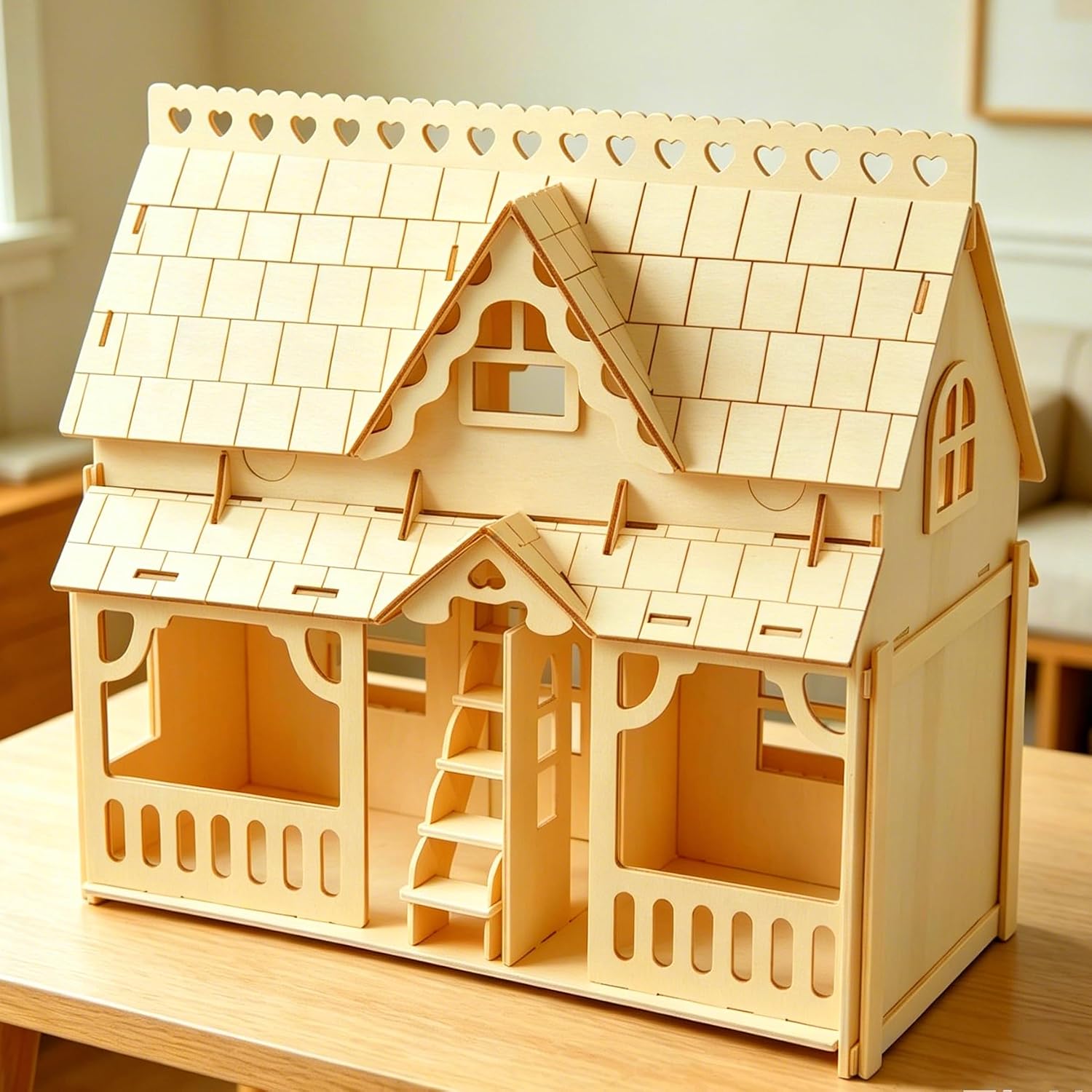 3D Puzzle House Wooden Model Kit DIY Miniature Dollhouse | Creative Craft Building Set, For Teens & Adults, Unique Birthday Gift, For Women Men