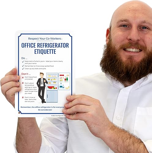 Miniatura 4 de SmartSign Letrero "Respect Your Co-Workers - Etiqueta de refrigerador de oficina de 10 x 7 pulgadas, impreso digitalmente, plástico HDPE de 55 mil,