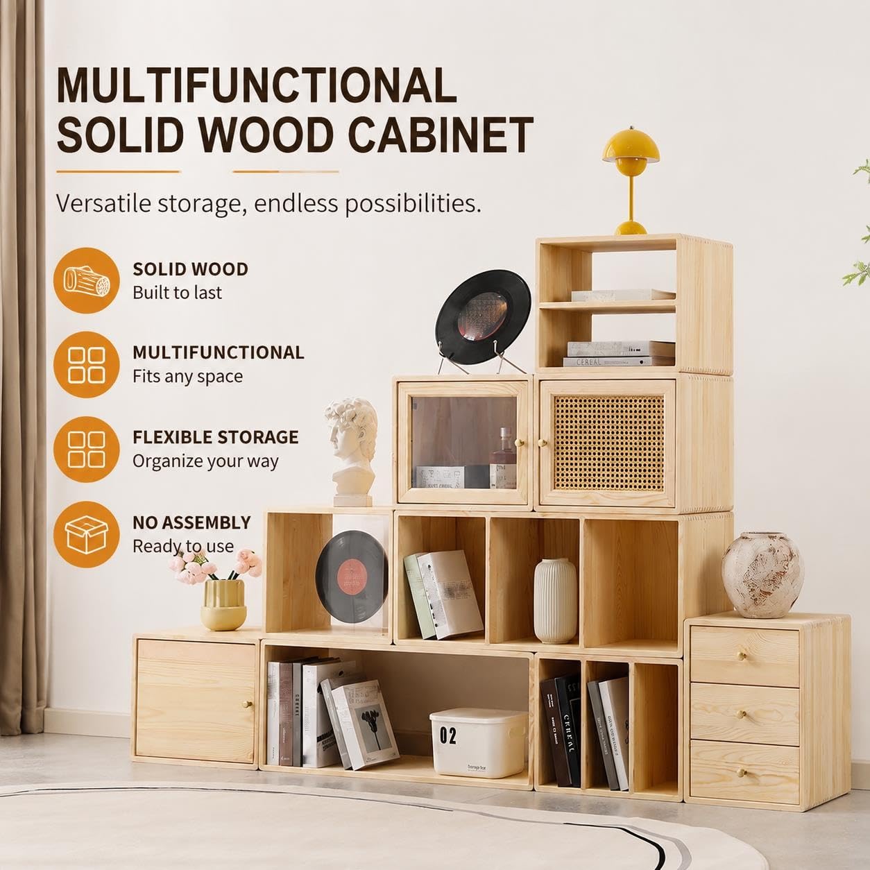 Mobile Contenitore Legno Massello Modulare Design