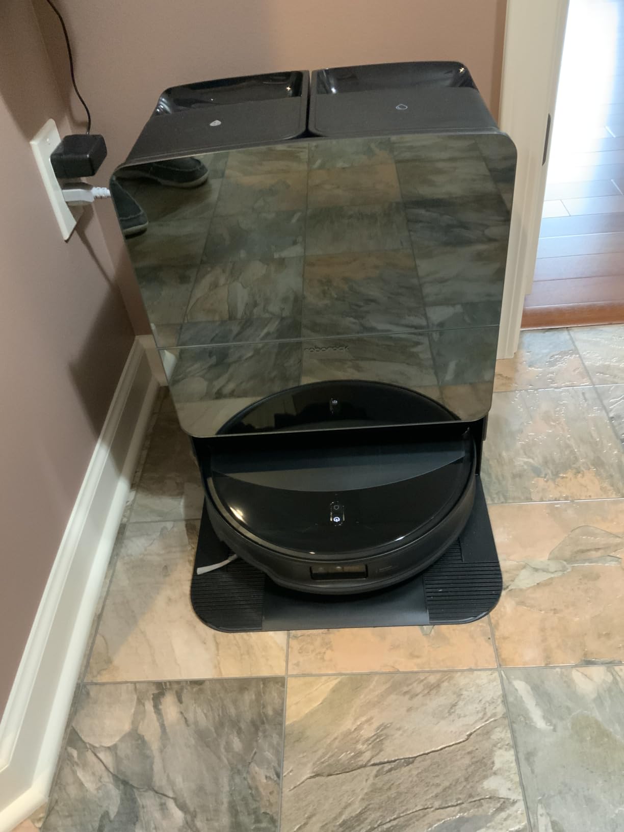 roborock Saros 10R Robot Vacuum and Mop, Powerful Suction, Zero-Tangling, 3.14’’ Ultra Slim, FlexiArm Riser Technology for Carpet & Floor, Corner & Edge Cleaning, Self-Emptying, Hot Air Drying, Black photo review