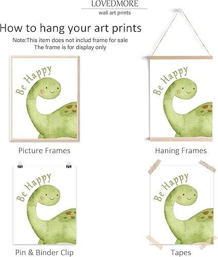 Miniatura 5 de LOVEDMORE Pósteres de arte de pared de dinosaurios  Decoración de habitación de dinosaurios para niños  Decoración de habitación de niños  Cuadros