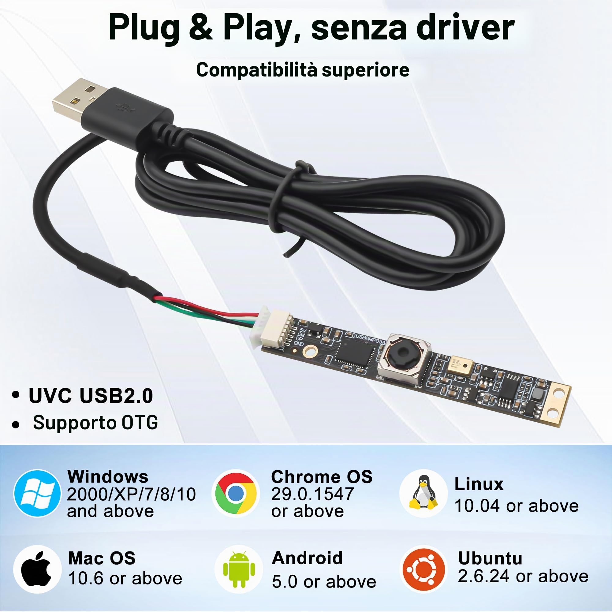 Svpro Telecamera USB autofocus 8 MP con microfono per computer UVC USB2.0 Mini webcam Board