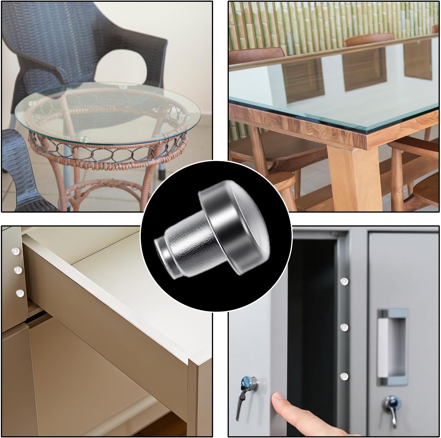 30 Pcs Glass Table Top Bumpers with Stem, Glass Table Top Anti Slip Pads Rubber Bumpers Clear Cabinet Rubber Grippers Anti Slip Patio Tables Spacers for Furniture Cabinet Door