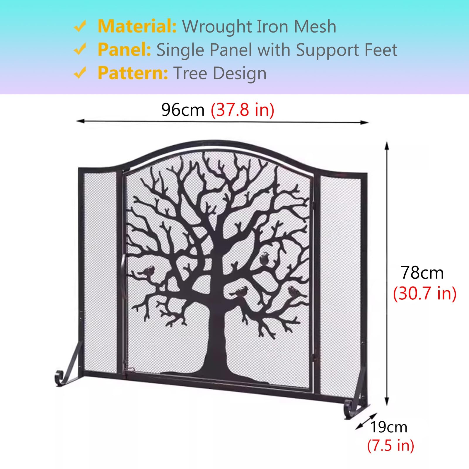 GTPBAO Salvachispas Chimenea Cortina para Estufa Paneles Magnéticos Individuales para Chimeneas De Pórtico, 96×78cm Barrera para Leña Pantalla para Chimenea con Una Puerta