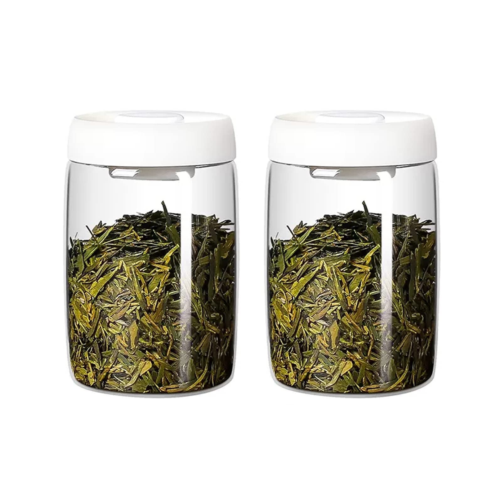 Hhaoran-9868 Ceramic Tea Canister Kitchen Glass Canned Tea, Powder and Spice Food Storage Tank, Set of 2 Pieces Food Canisters for Kitchen(White,1200ML)