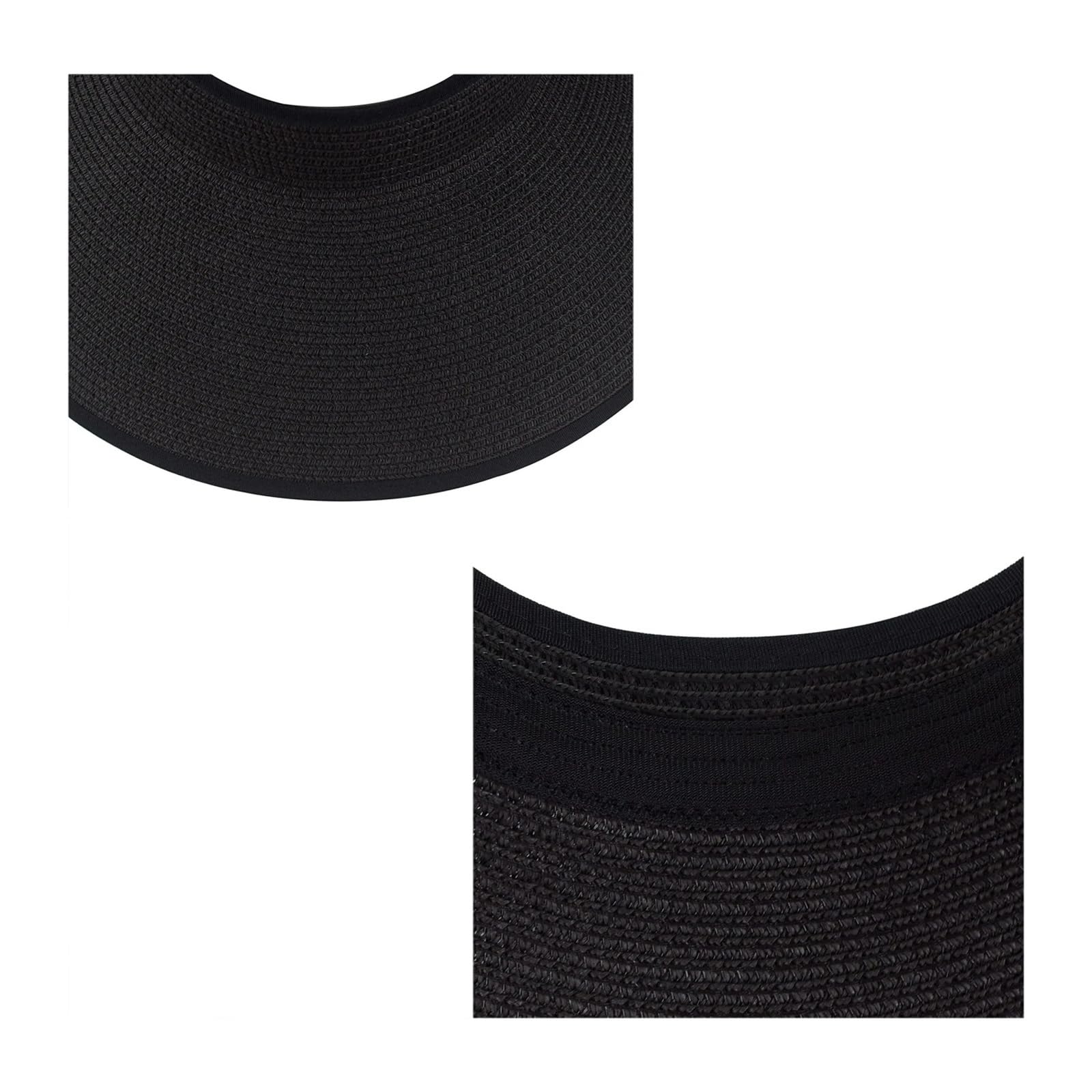 Generico Visera de paja, mujer, sombrero plegable ala ancha enrollable