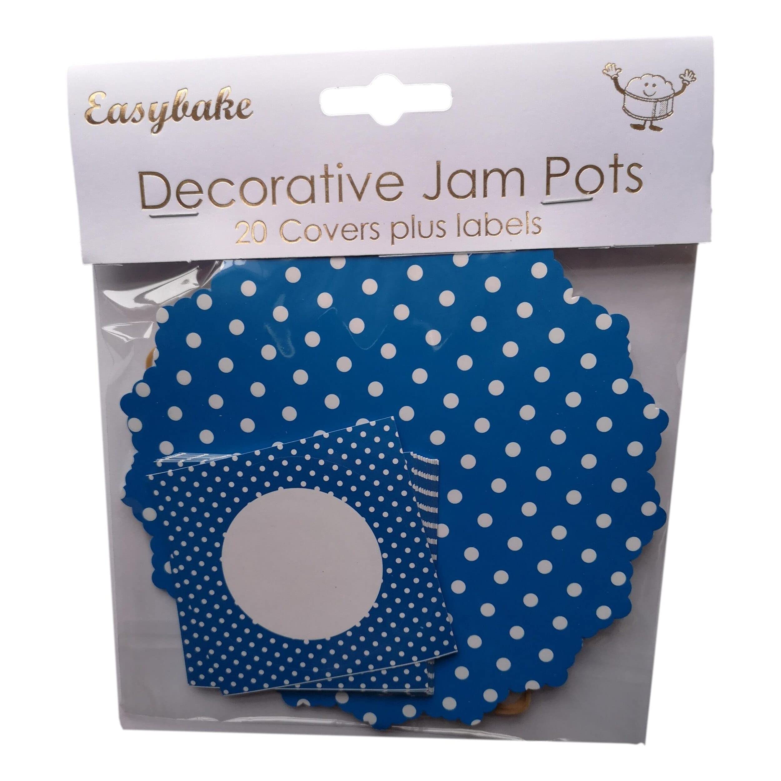 Lot De 20 Cache-pots De Confiture Blancs à Pois Bleus, Disques De Cire