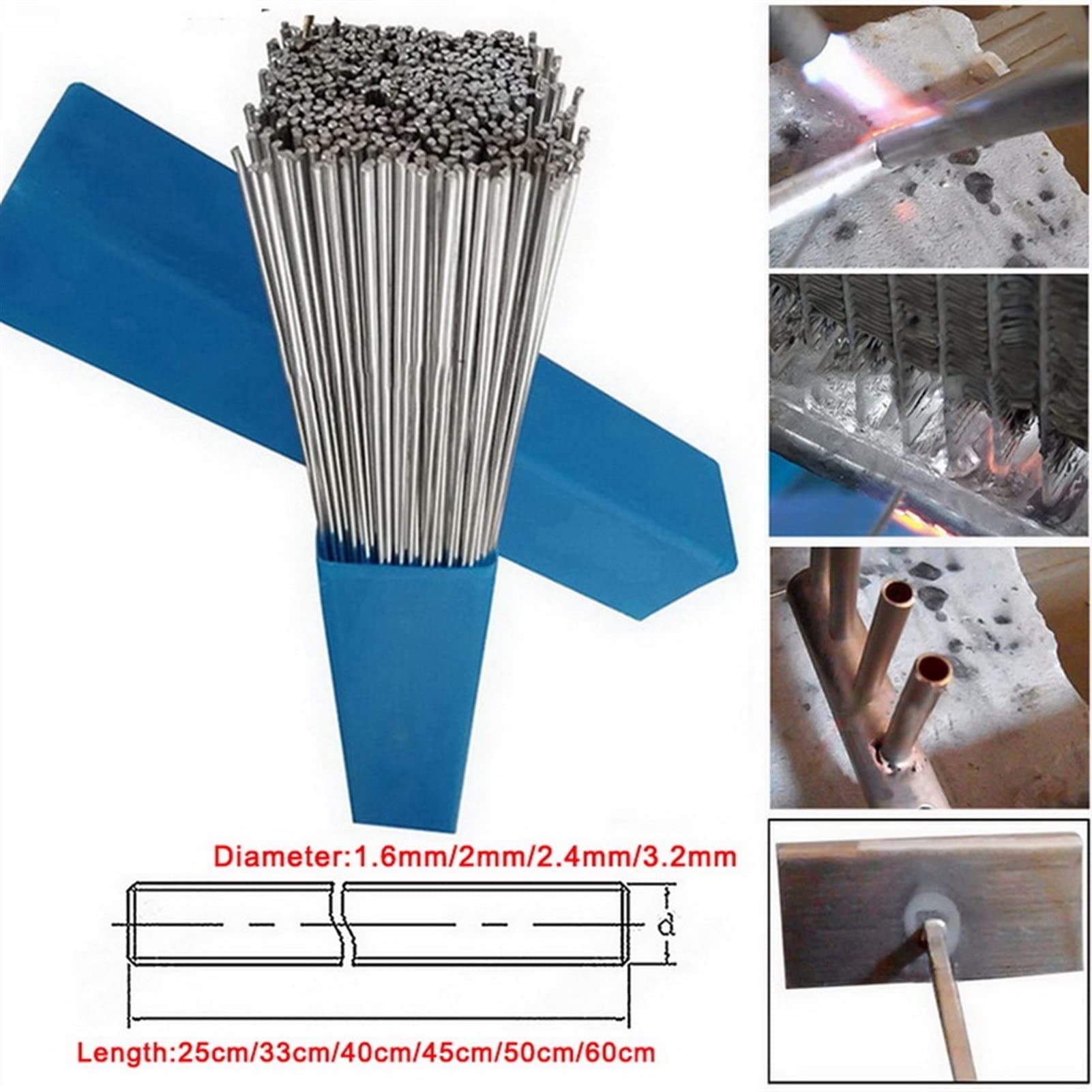 Electrodos de Soldadura en envases industriales de E6013, Varillas de Alambre for Soldadura Aluminio con núcleo fundente for Baja Temperatura, Varillas Sencillas y fáciles Usar | 20pcs 2mmx500mm
