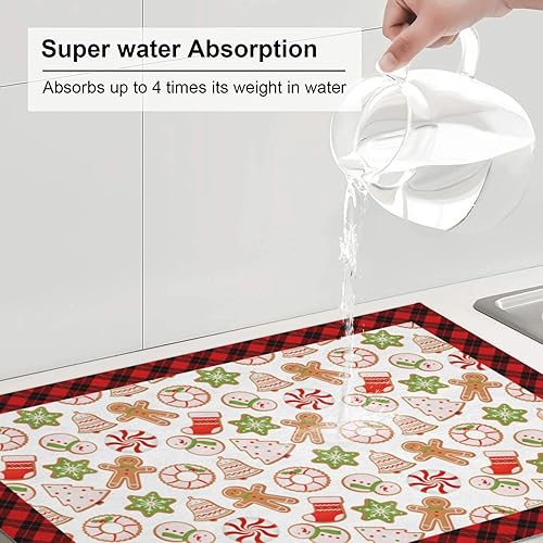 Miniatura 5 de Tapete de secado de platos de gnomo de feliz día de San Valentín, tapetes reversibles de microfibra absorbente para encimera de cocina, 18 x 24