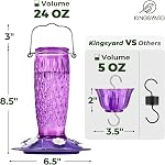 Kingsyard Hummingbird Feeders pour les extérieurs suspendus, 24 Ounce, Feeder de colibris en verre avec du Moat de fourmis & 6 Ports d'alimentation, fuite-proof, violet