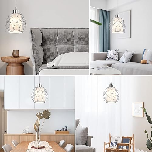 Miniatura 6 de Luces colgantes con cable de enchufe, lámparas colgantes que se enchufan a la toma de corriente con interruptor regulable y cable transparente de 15