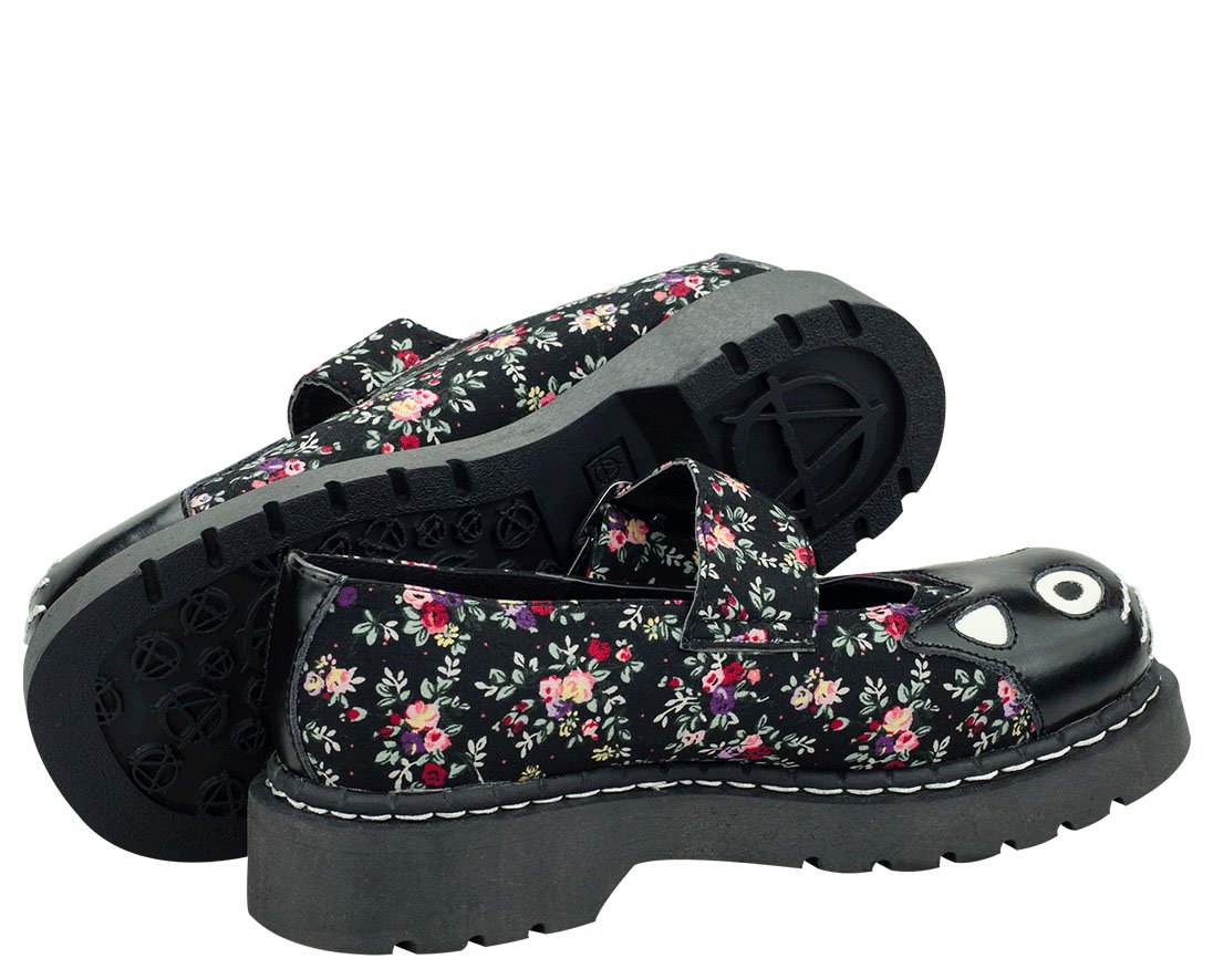 T.U.K. Kitty Cat Mary Jane Shoes for Women, Round Toe Ankle Strap Oxford Shoes: 11 Floral
