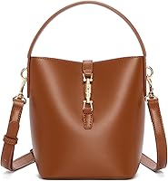 BOSTANTEN Small Vegan Leather Bucket Bag for Women - Trendy Crossbody Shoulder Purse with Adjustable Strap