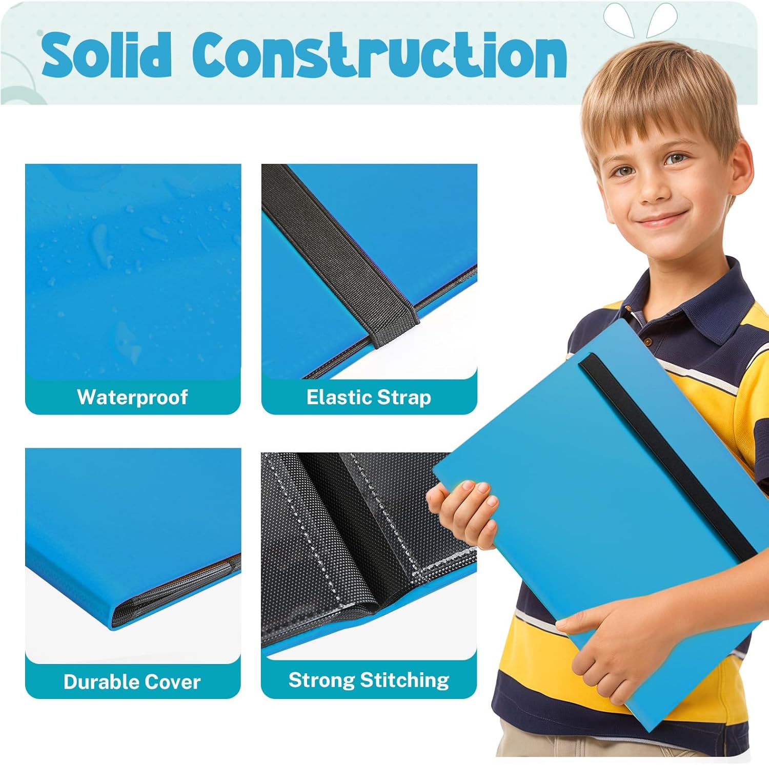 Card Binder, 9 Pocket Trading Card Album Folder,20 Pages, 360 Card Capacity Sports Card Binder, Premium Card Binders Compatible with MTG, TCG, Baseball Cards (Mark Blue)