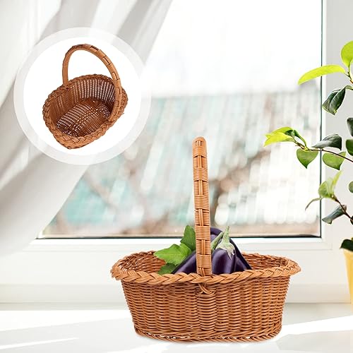 Miniatura 3 de Sosoport Picnic Basket Bread Storage Basket Egg Holder Storage Woven Easter Basket Seagrass Storage Baskets Egg Baskets Woven Baskets for Shopping