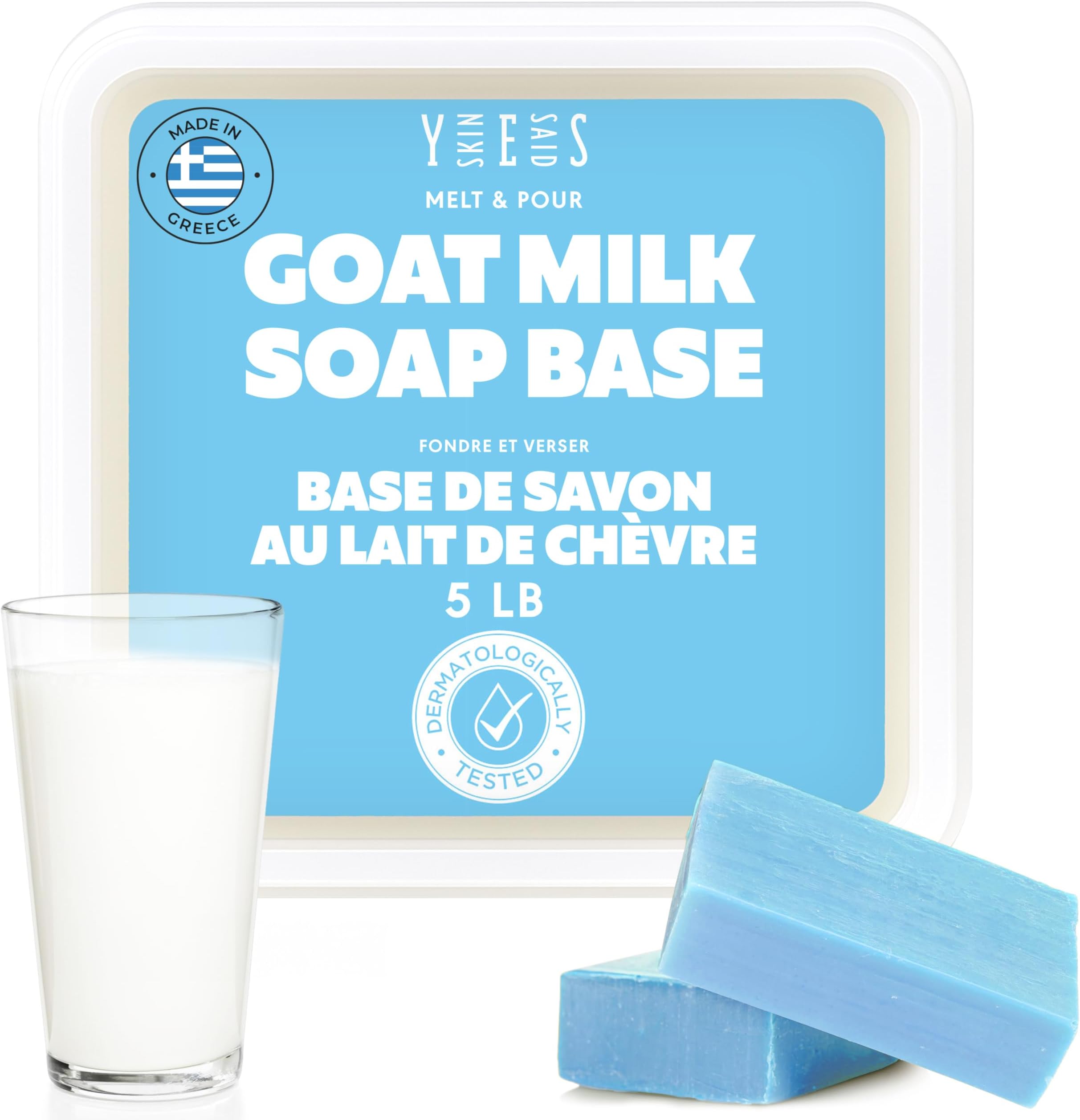 5Lb Goats Milk Soap Base - SLS/SLES free, No Palm Oil, Organic Soap Base, Bulk Goat Milk Melt and Pour Soap Base, Natural Soap Base for Soap Making Organic, Soap Making Supplies