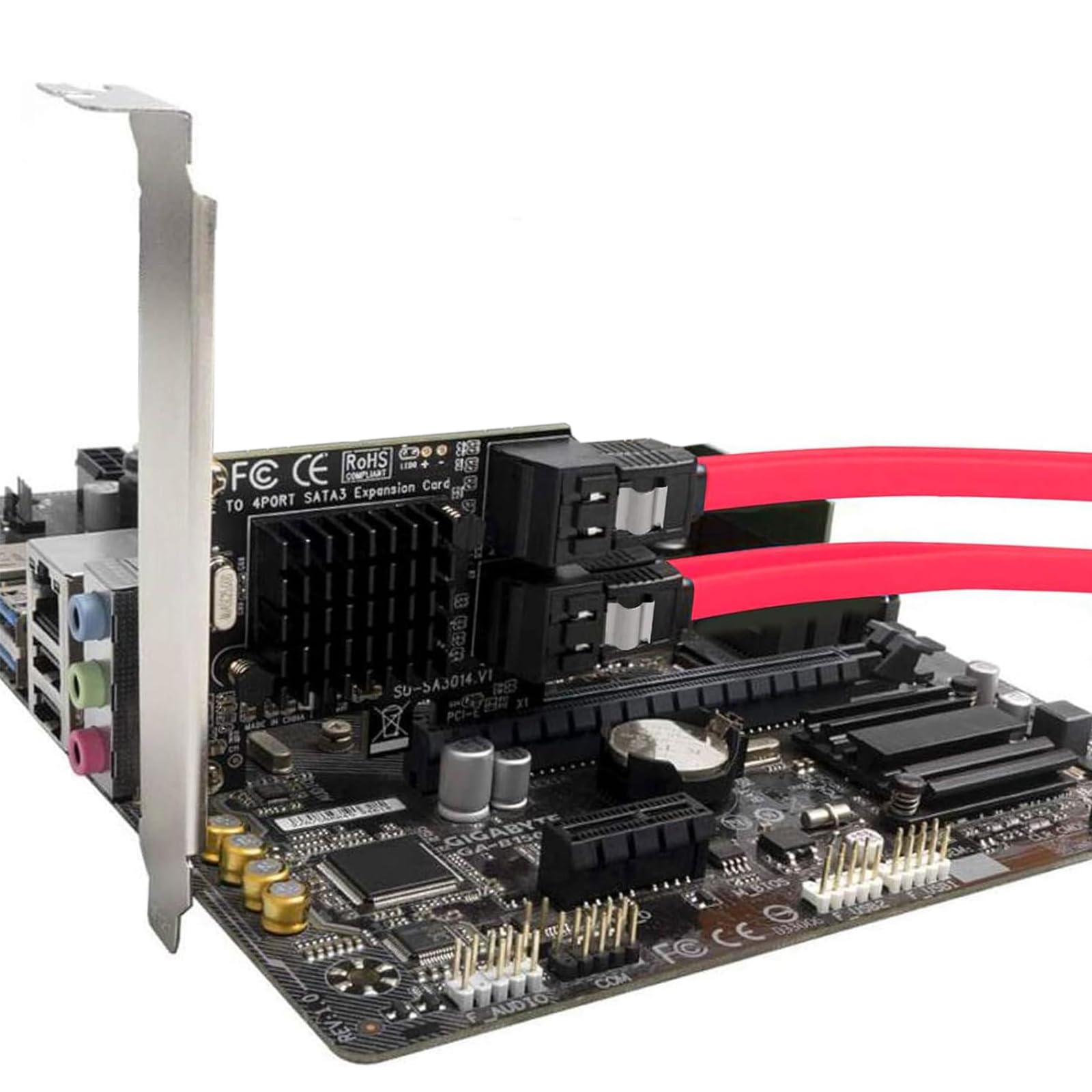 Carte d'extension PCIE 4 ports SATA III 6 Gbps PCIE 1X vers SATA 3.0 - 4 ports - Prise en charge SSD et disque dur pour Windows 7/8/10/XP/linux/Vista