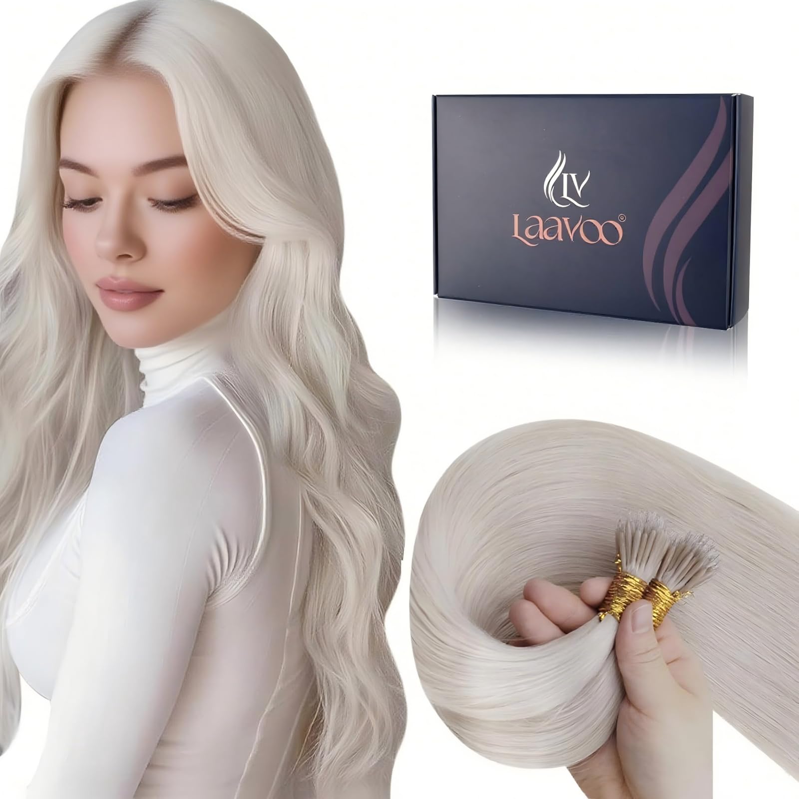 LaaVoo Pre-Bonded Extensions Echthaar Haar Extensions