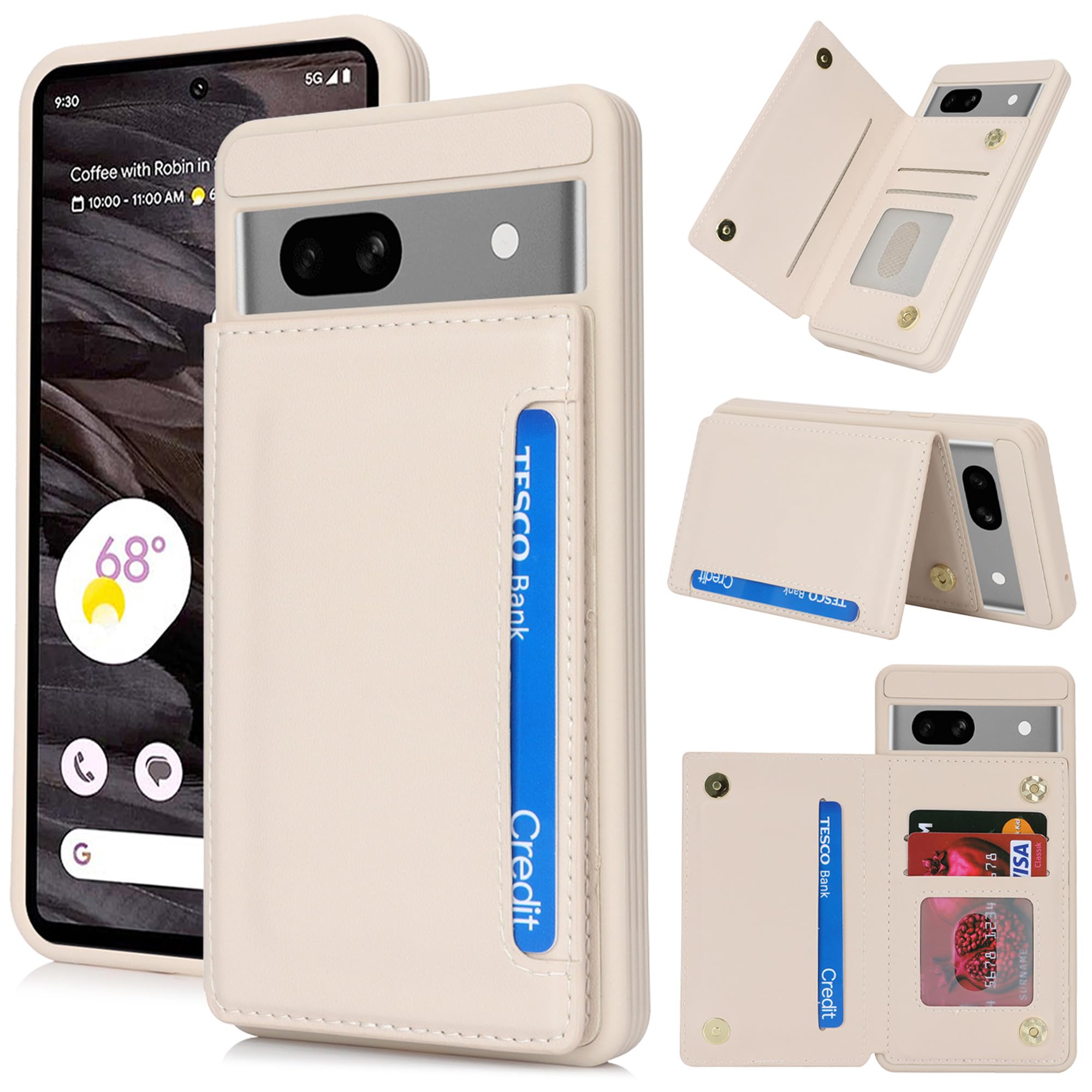 Google Pixel 7a ケース 背面 左右開 グーグル Pixel7a 保護カバー Google ピクセル 7a スマホケース カードケース Google Pixel 7a 携帯カバー case 適用 zouzt 革レザー 軽量 財布型 カード収納 マグネットボタン スタンド機能 滑り止め 放熱性 耐衝撃 おしゃれ 便利さ 7色 ベージュ