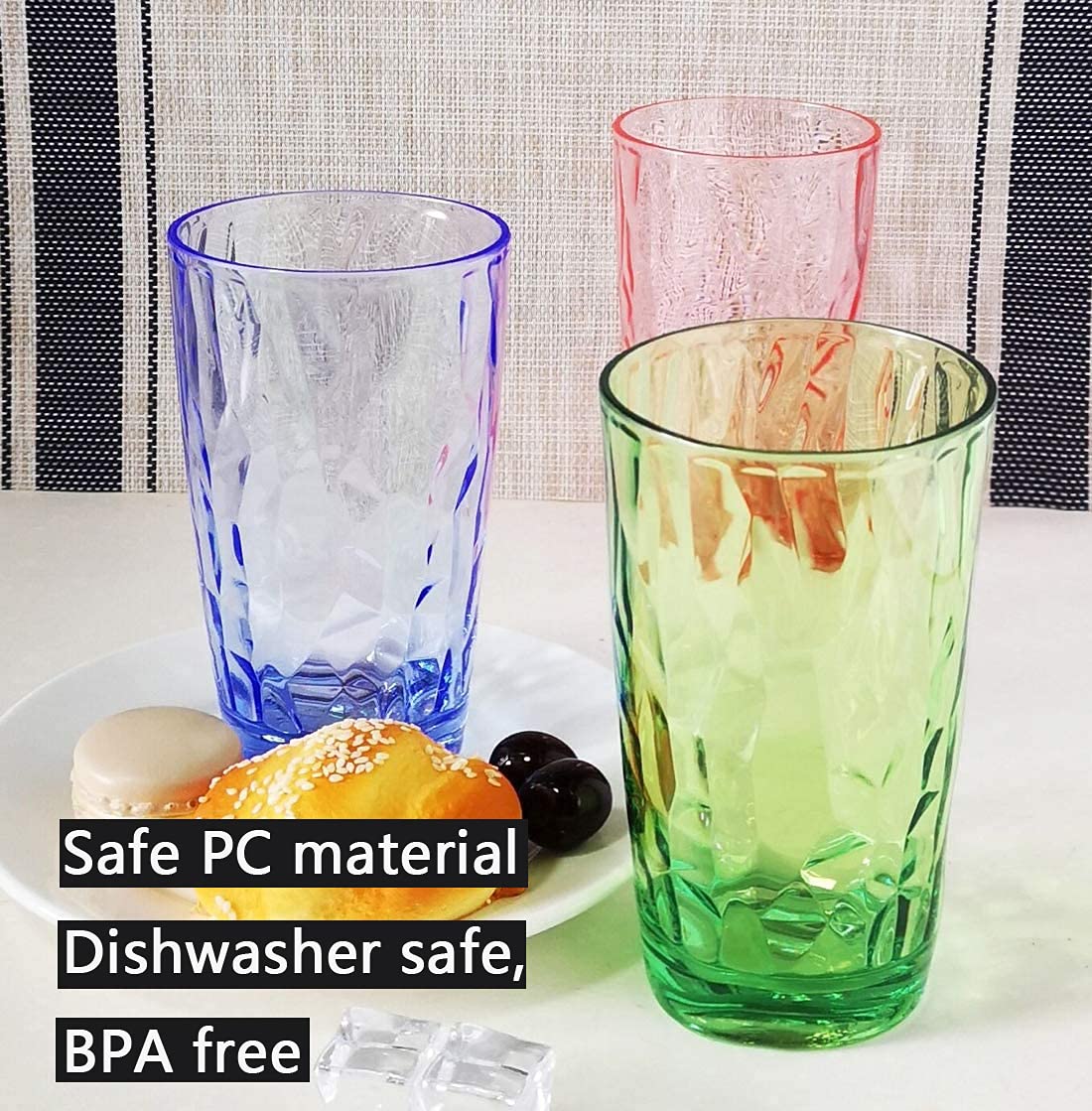 8 Stück 450 ml unzerbrechliche Trinkgläser aus Kunststoff, spülmaschinenfest, BPA-frei, Saft-Gläser, Highball-Wassergläser (4 Farben)