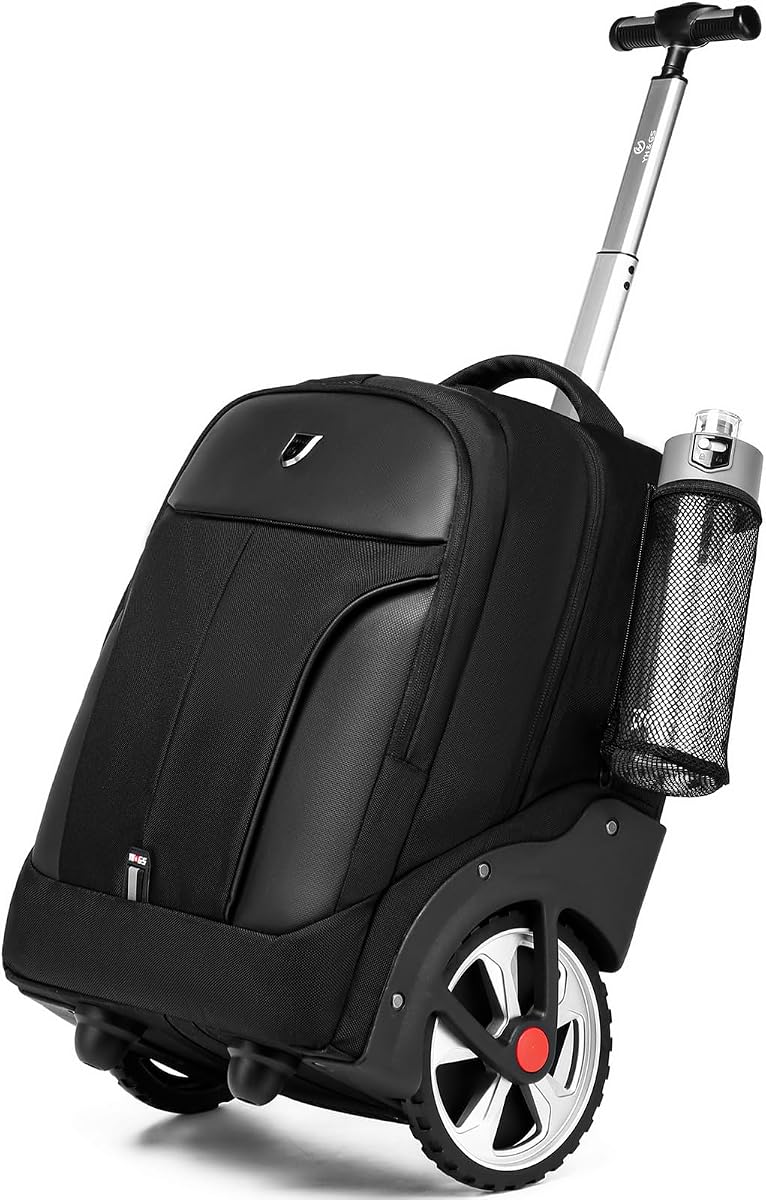 Rolling Backpack,Waterproof Backpack with Wheels for Business and Travel Commuter, Carry on Backpack with Laptop Compartment, Fit 17 Inch Laptop, Wheeled Backpack for Adults