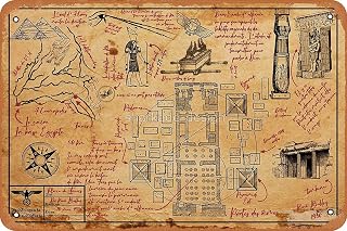 Metal Sign - Indiana Jones and The Raiders of The Lost Ark (belloq's map) Tin Poster 12 X 8 Inches