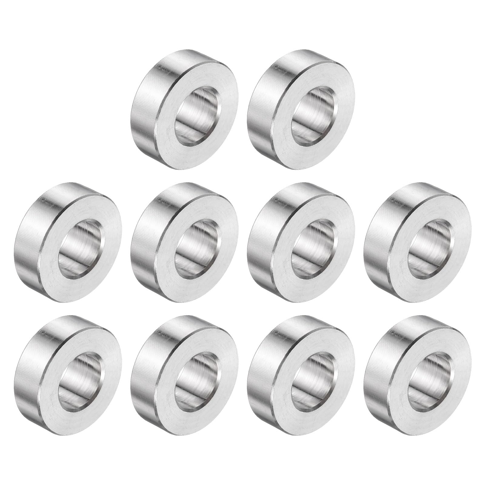 uxcell 10pcs Stainless Steel Spacer 1/2" Bore x 1" OD x 1/4" Length Screw Bushing Plain Finish Round Metal Spacer for M12 Screws Bolts and Rods