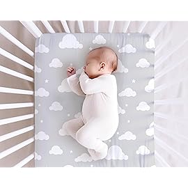 100% Organic Cotton Jersey Fitted Bassinet Sheets. 3 Pk Adapts to Oval, Hourglass & Rectangle Shaped Bassinet Pads. Fits Halo, Snoo, Graco, Baby Delight and Most Other Standard Size Bassinets. Sky