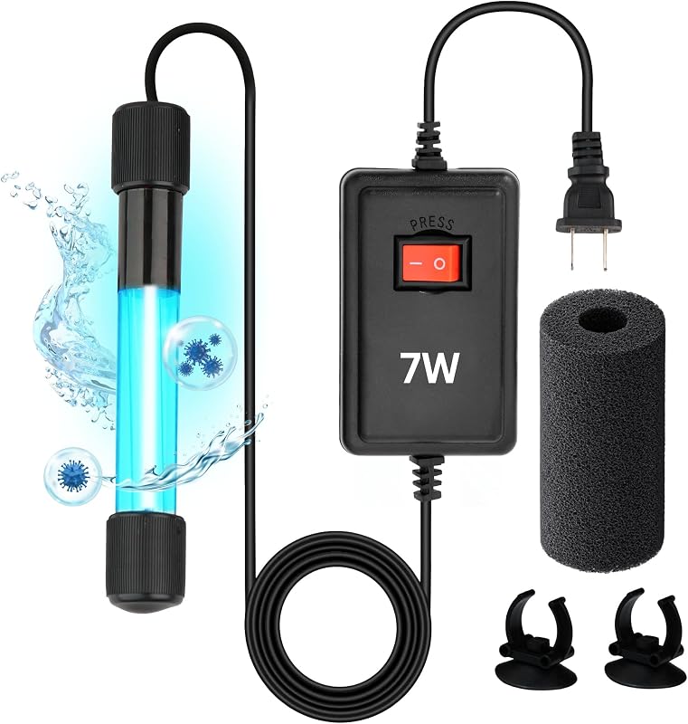 Luz clarificadora de 7 W para aquário Aquatic Eden com cabo de 2,99 m – 7W-UV-Sterilizer