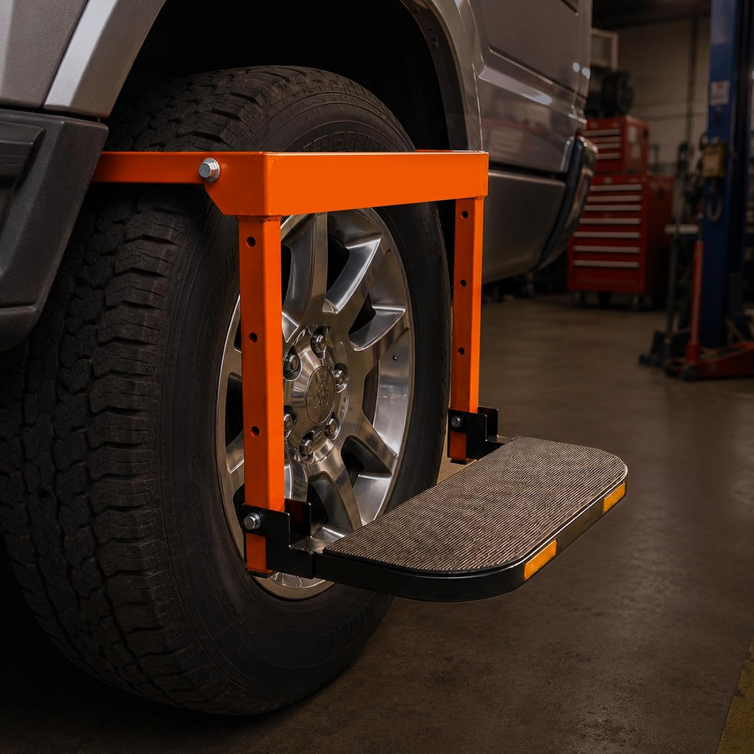 Heavy Duty Tire Step for Truck, Folding Vehicle Step with Non-Slip Steel Platform, Adjustable Wheel Step for Pickup Truck, SUV and RV
