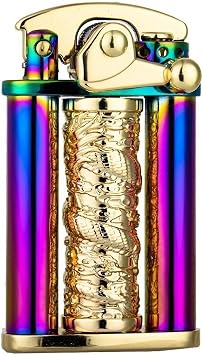 3D Carving Vintage Trench Lighter, Spinning Dragon Column Decompression Lighter, Unique Antique Kerosene Lighters for Man Multicolor