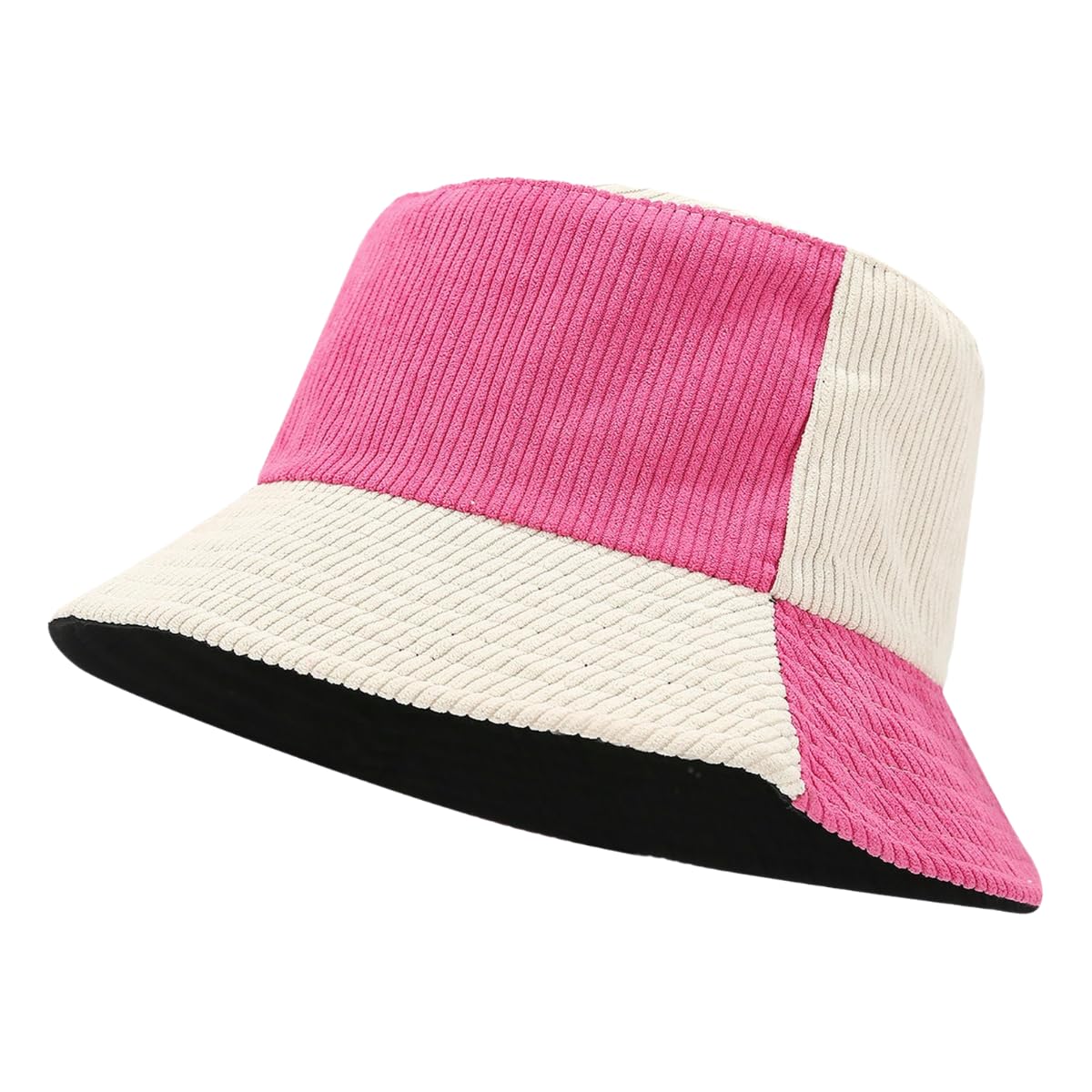 Czapka z daszkiem retro sztruks dwukolorowe łączenie kapelusz rybaka moda odzież robocza para wiadro trend