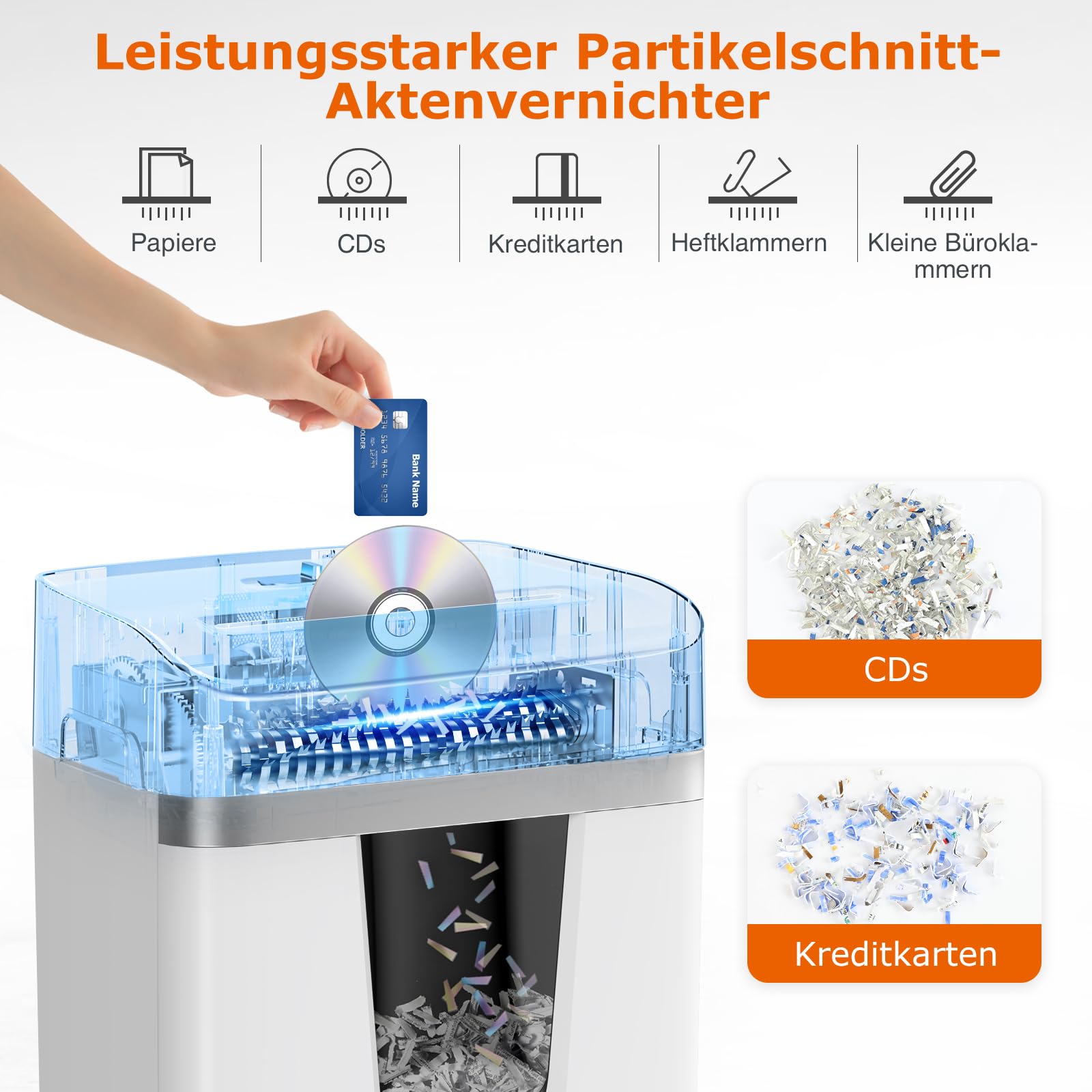 Bonsaii Aktenvernichter 12 Blatt, P-4 Kreuzschnitt Schredder für Kreditkarten, Büroklammern, CDs, 20L Behälter mit Sichtfenster, 15 Min Dauerbetrieb, für Büro & Zuhause, C282-A