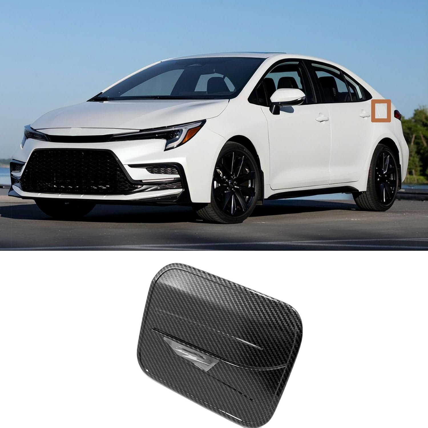 Car Fuel Door Cover Cap for Toyota Corolla 2020 2021 2022 2023 2024 Accessories，Easy Stick-On Installation, providing a long-lasting, like-new appearance. (carbon fiber)