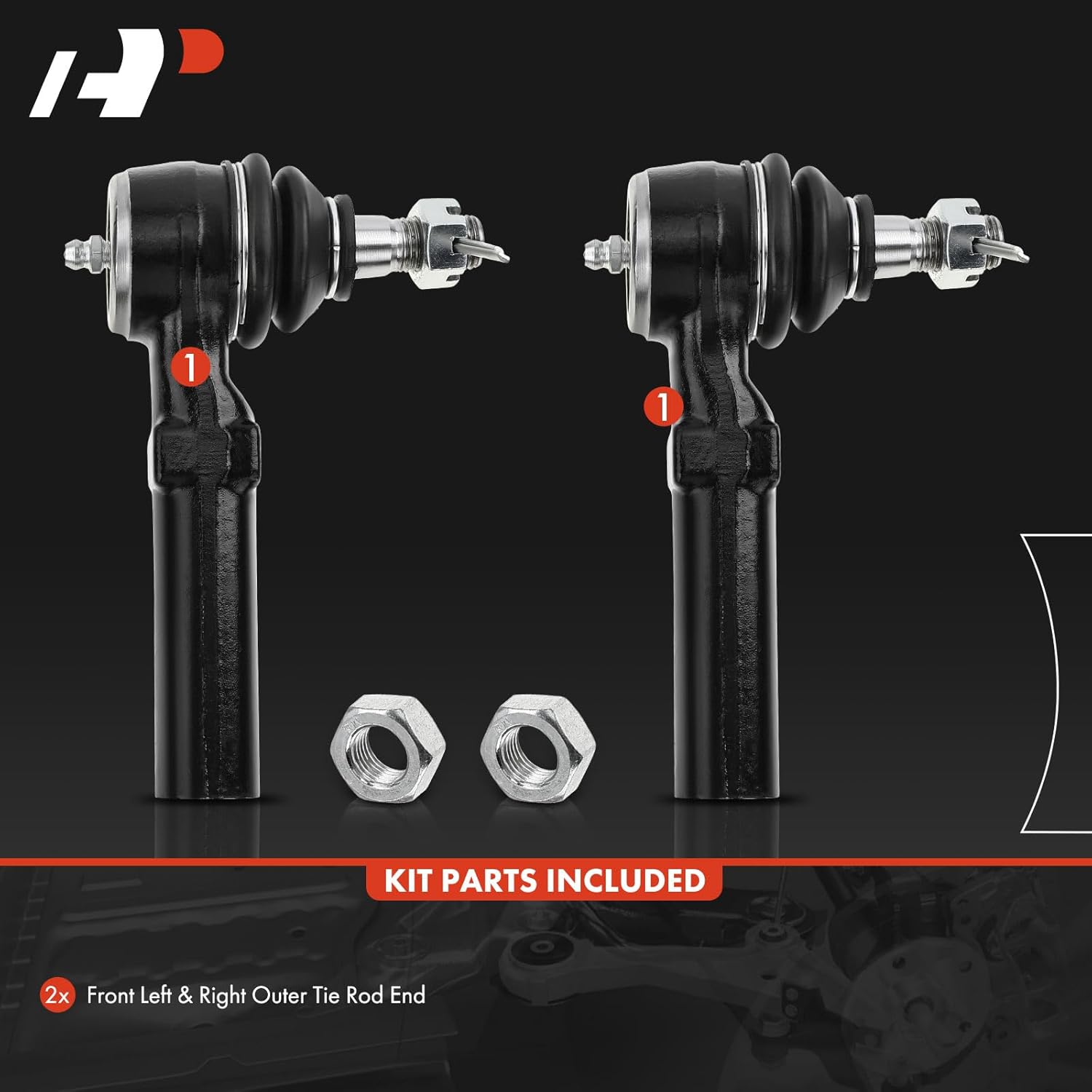 A-Premium 2 x Front Outer Tie Rod Ends, Compatible with Dodge Grand Caravan, Charger, Caravan, Lancer, Spirit, Dynasty, Chrysler Town & Country, Laser, Cordoba, LeBaron, Plymouth Grand Voyager, Scamp