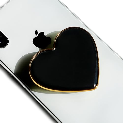 GRIPONG - Soporte plegable con forma de corazón colorido esmaltado dorado epoxi extensible para teléfono móvil para teléfono celular, tableta,
