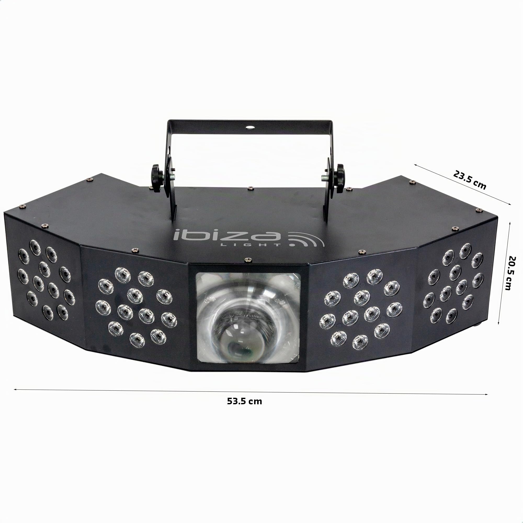 Ibiza - COMBI-FX4 - Versatile effetto luce 3 in 1 WASH - MOON - STROBE con 6 canali DMX - 4 x 12 LED RGBW
