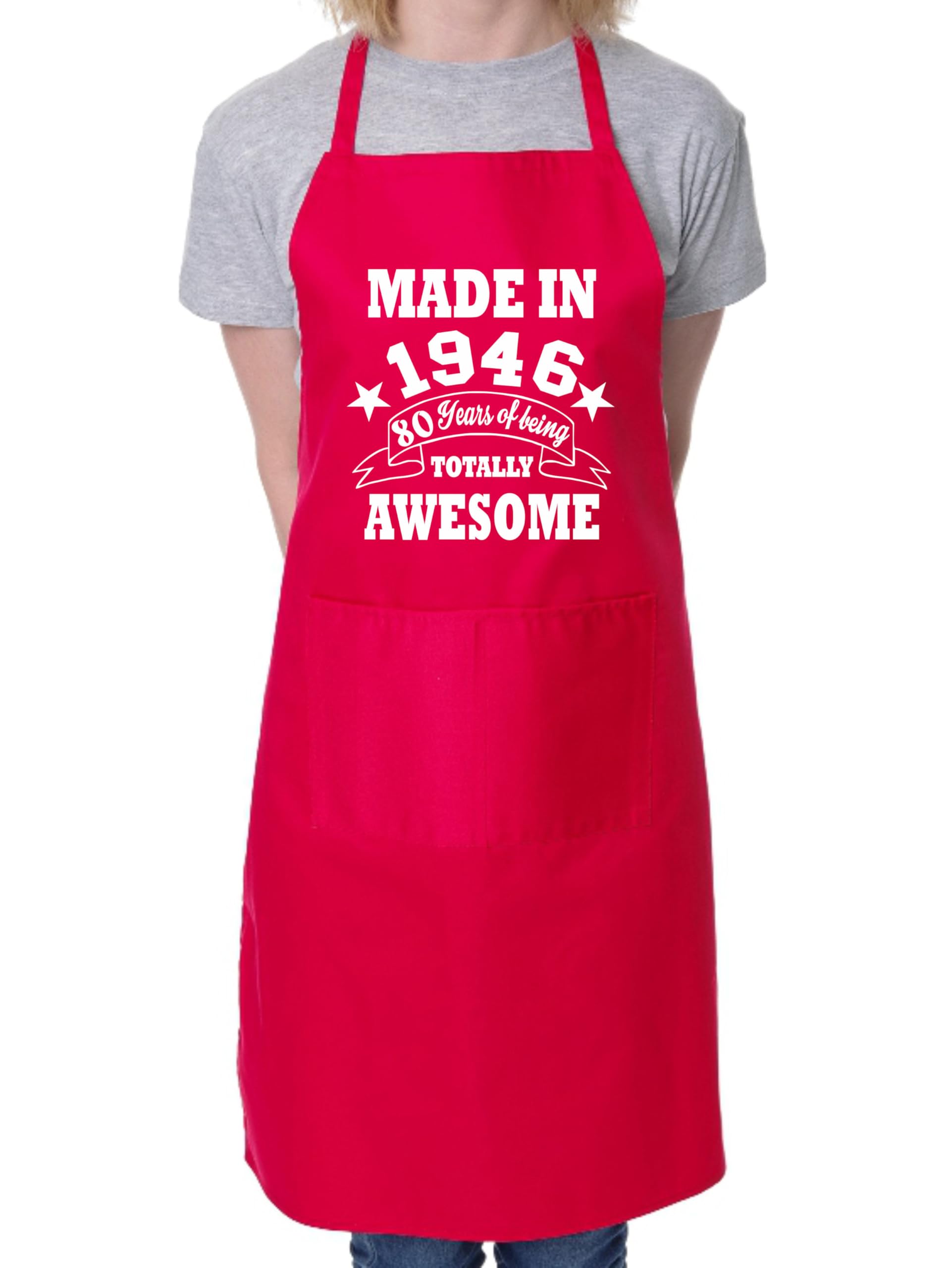 Print4u Men's Red 80Th Birthday Made In 1946 Bbq Cooking Funny Novelty Apron