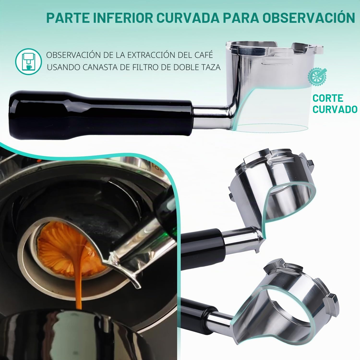 Portafiltro sin fondo para modelos Ninja Luxe Café Premier Series ES601 y ES601C | Cesta de filtro no incluida | Compatible con cesta de filtro de bastón
