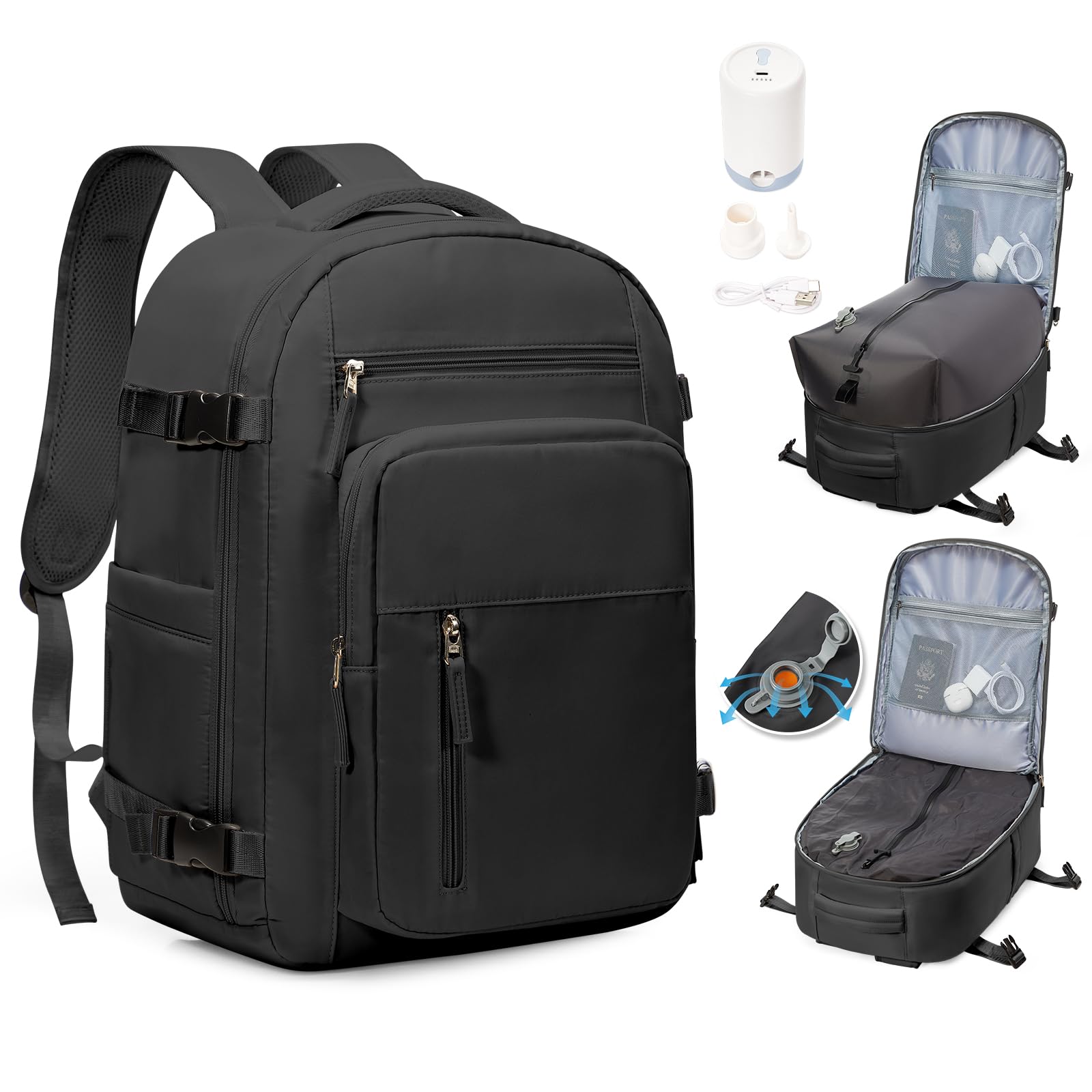 SZLX Zaino Ryanair 40x30x20 Sottovuoto Zaino da Viaggio 40x20x25 Bagaglio a Mano 40x30x20 Wizzair Donna Uomo Borsa da Cabina per Easyjet 45x36x20 Adatto a Laptop da 14 Pollici Impermeabile per Lavoro