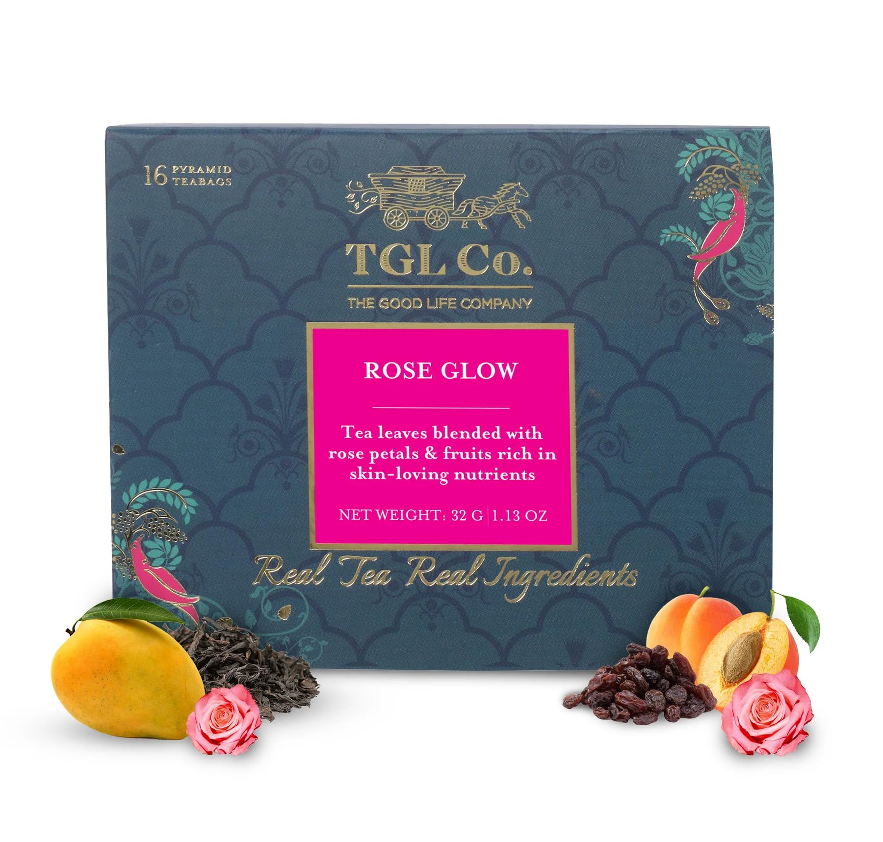 TGL Co. Rose Glow Black Tea (16 Tea Bags) | Radiant Skin & Hair | Rich in Antioxidants | Anti-Aging Benefits | Nourishes & Revitalizes | Floral & Refreshing Flavor