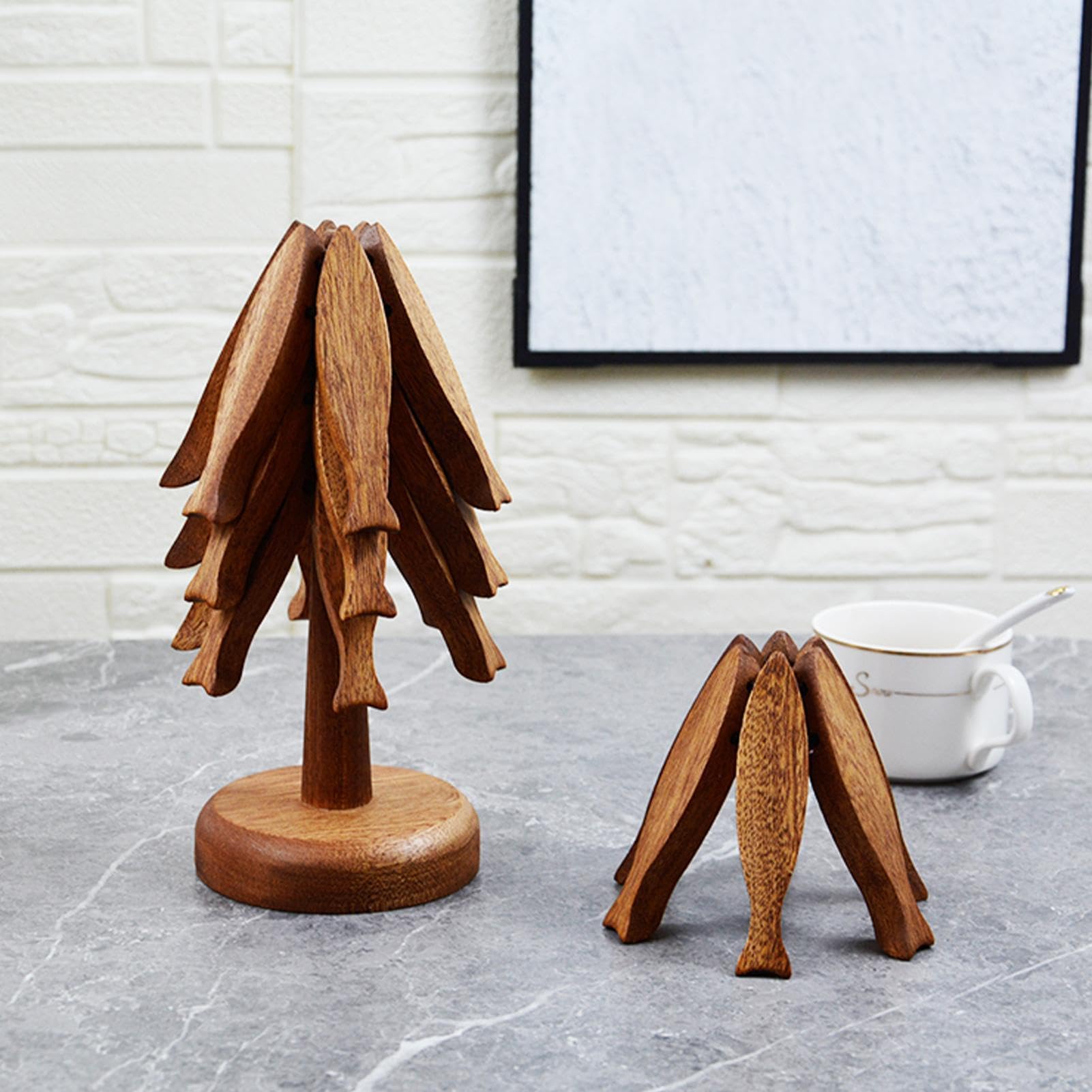 Dessous de plat en bois avec support – Décoration créative de