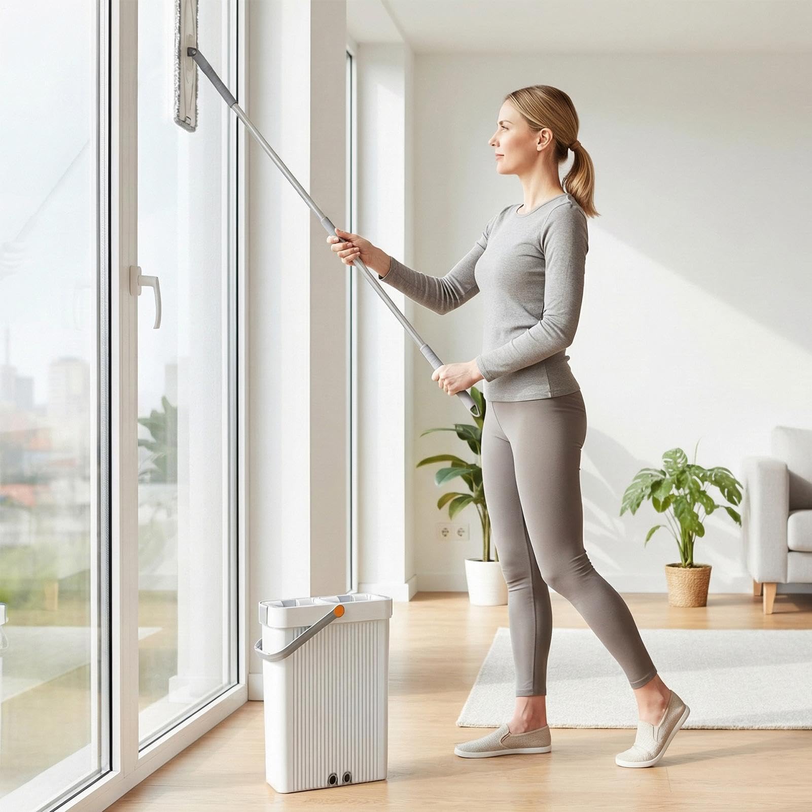 Wischmopp mit Eimer Set Haushaltsreiniger Für Nass- Und Trockenreinigung | Wischer Bodenmopp Mit Eimer Für Parkett Fliesen Küche Bad Wohnzimmer